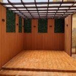 مظلات مقاومة للحريق (حسب المواصفات) مظلات مقاومة للأمطار مظلات مع جوانب ساترة مظلات مع زجاج جانبي